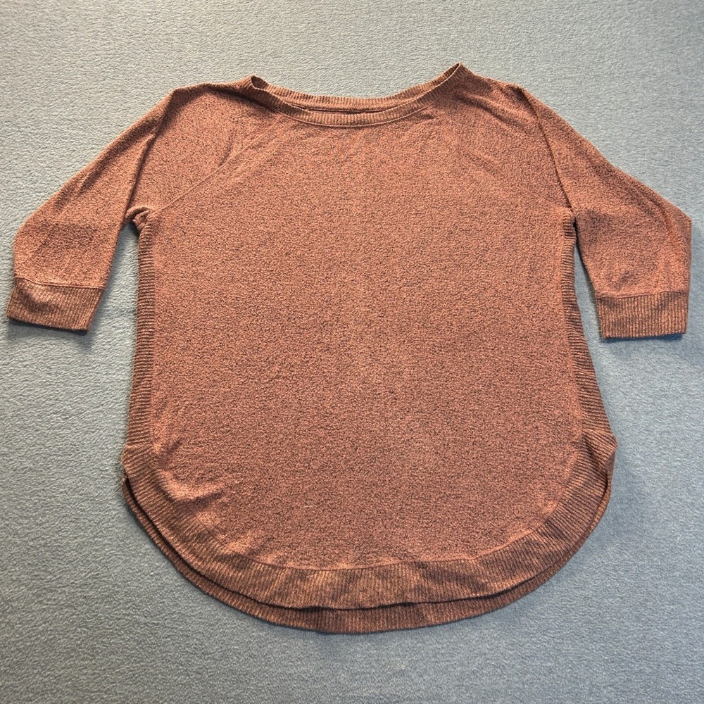 Knit Sweater  Maurices  3/4 Sleeve Curved Hem Womens XL‎ Rust Burnt Orange Tunic